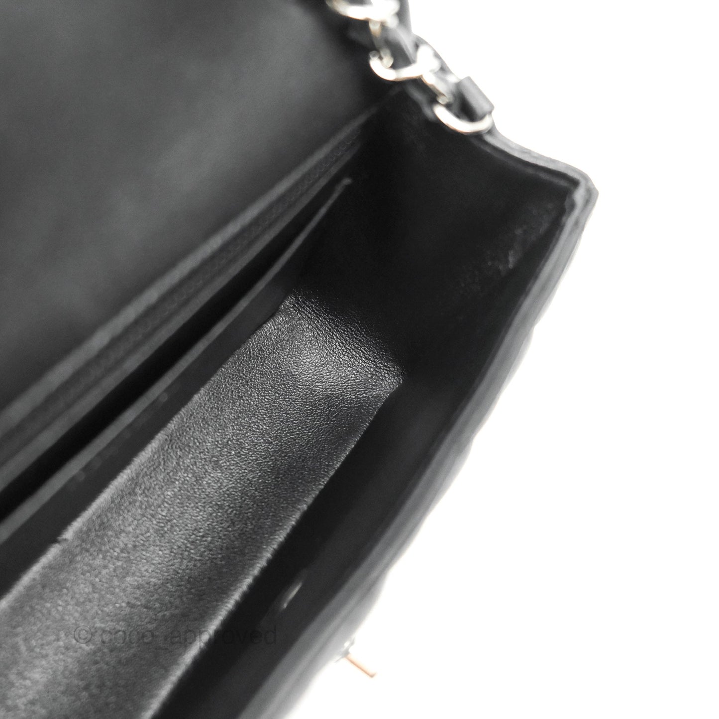 Chanel Quilted Mini Rectangular Flap Black Lambskin Silver Hardware