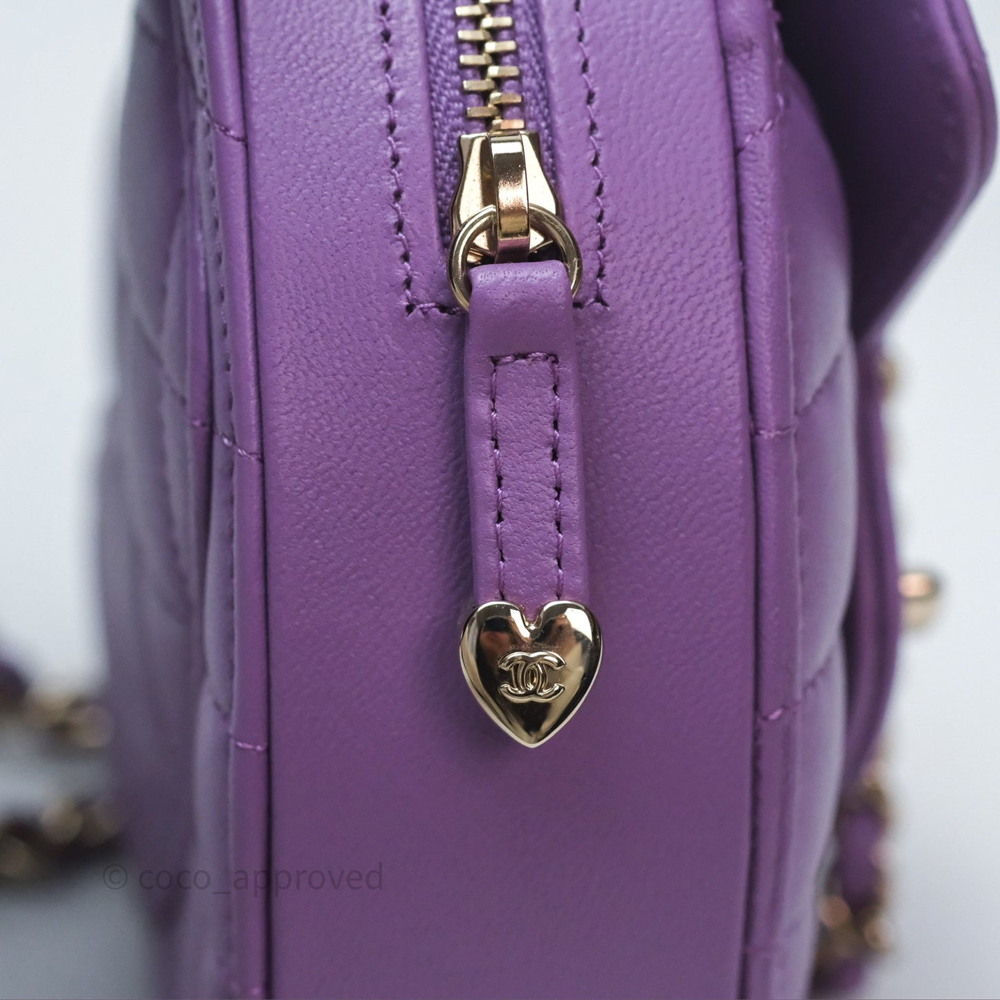 Chanel Small Heart Bag Purple Lambskin Gold Hardware 22S