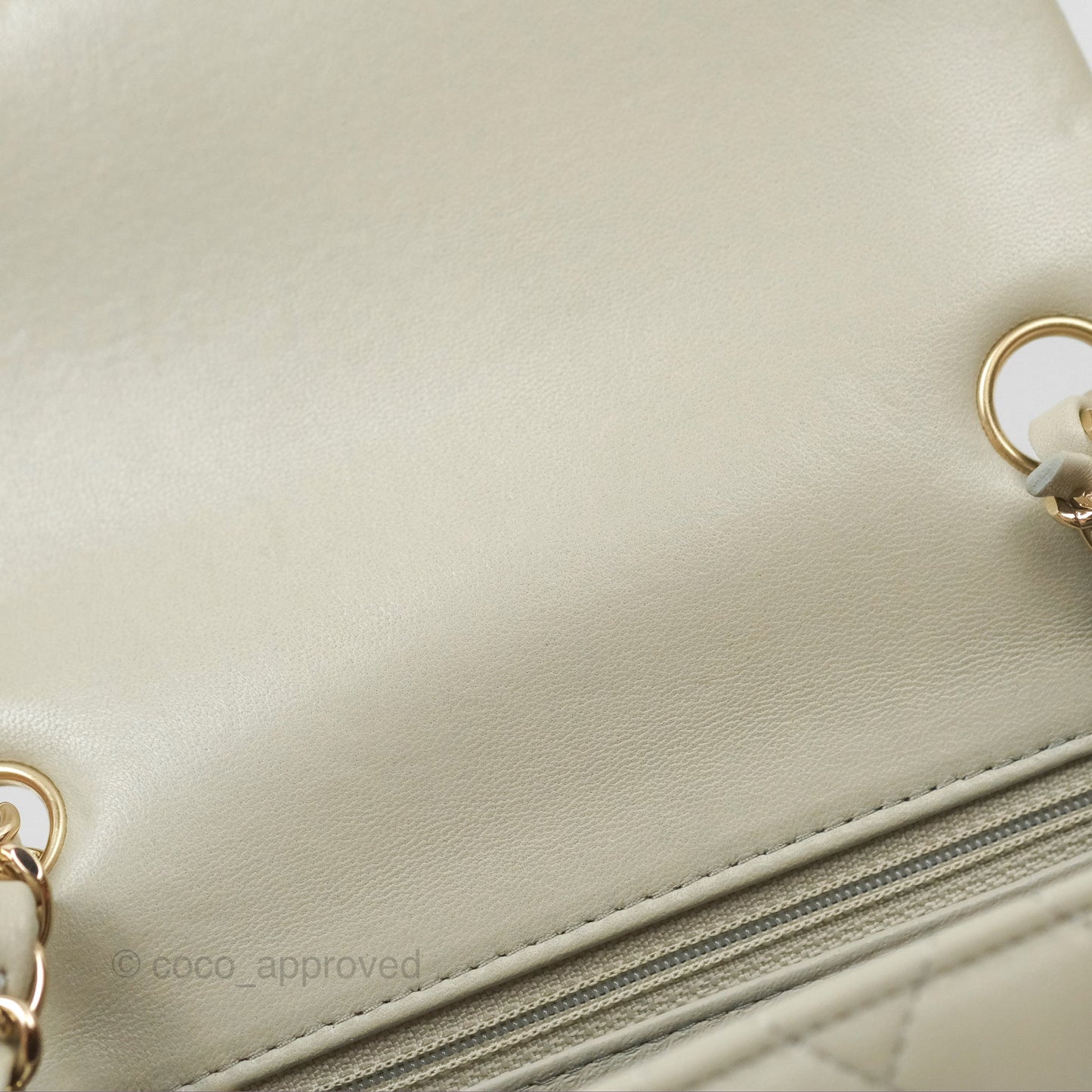 Chanel Mini Square Quilted Grey Lambskin Gold Hardware 22C
