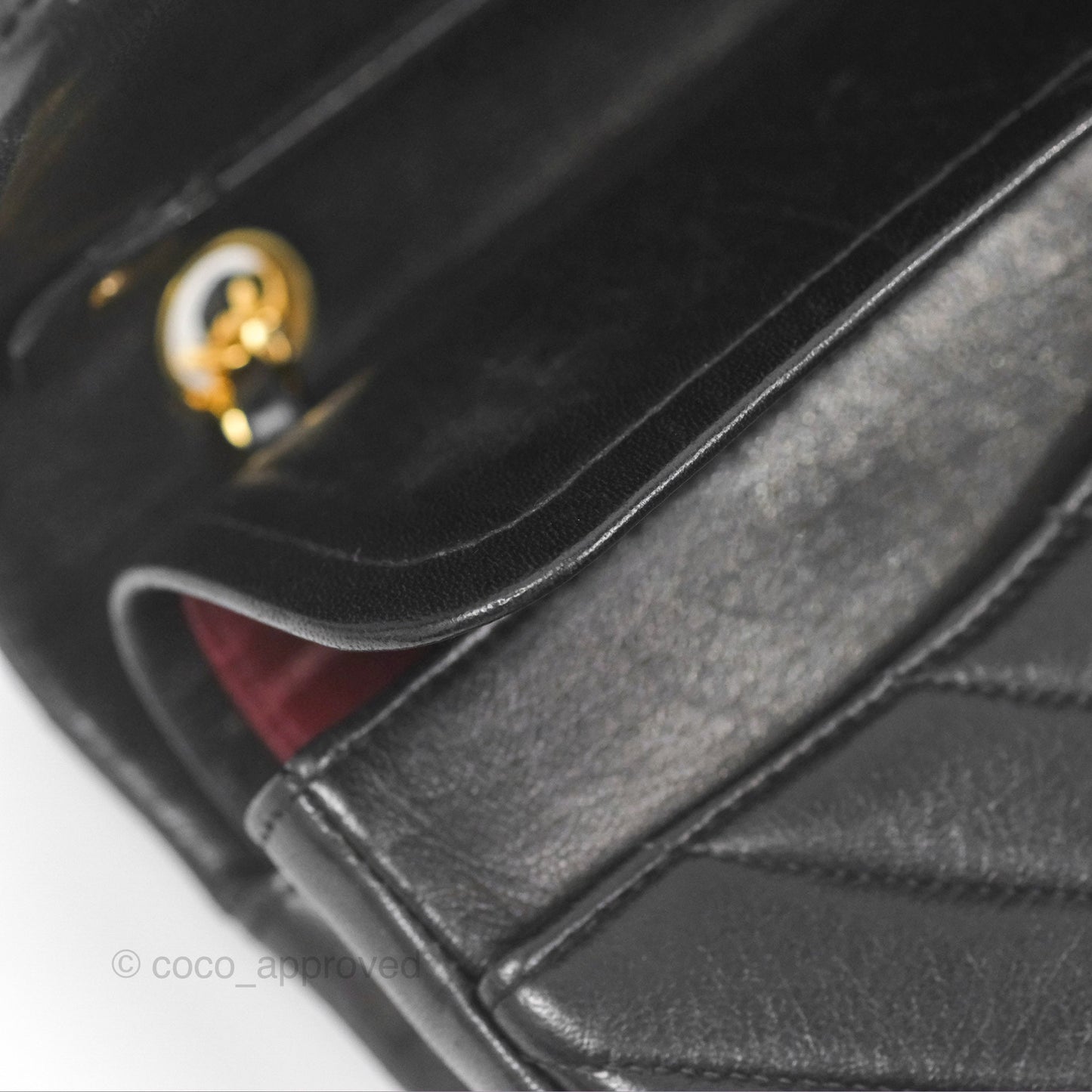 Chanel Vintage Medium Classic Flap Chevron Black Lambskin 24K Gold Hardware