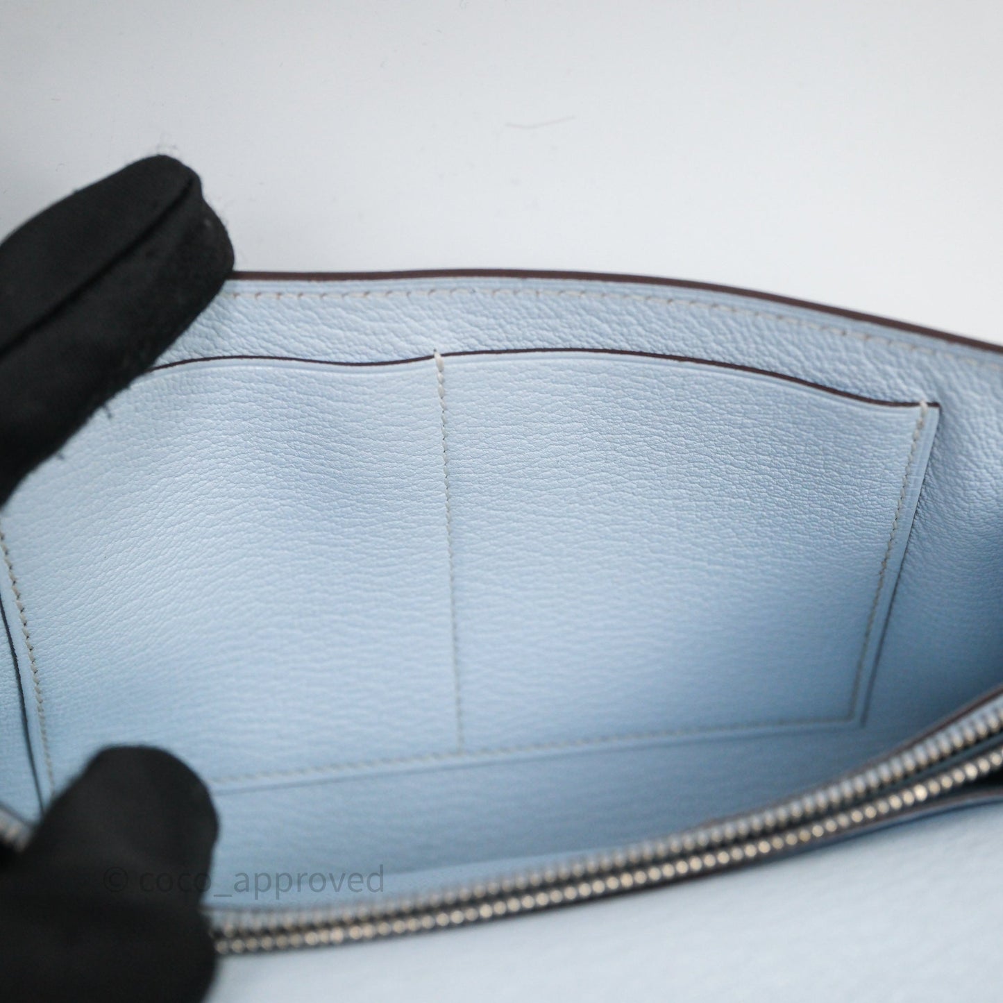 Hermès Kelly To Go Bleu Brume T0 Chèvre Mysore Palladium Hardware