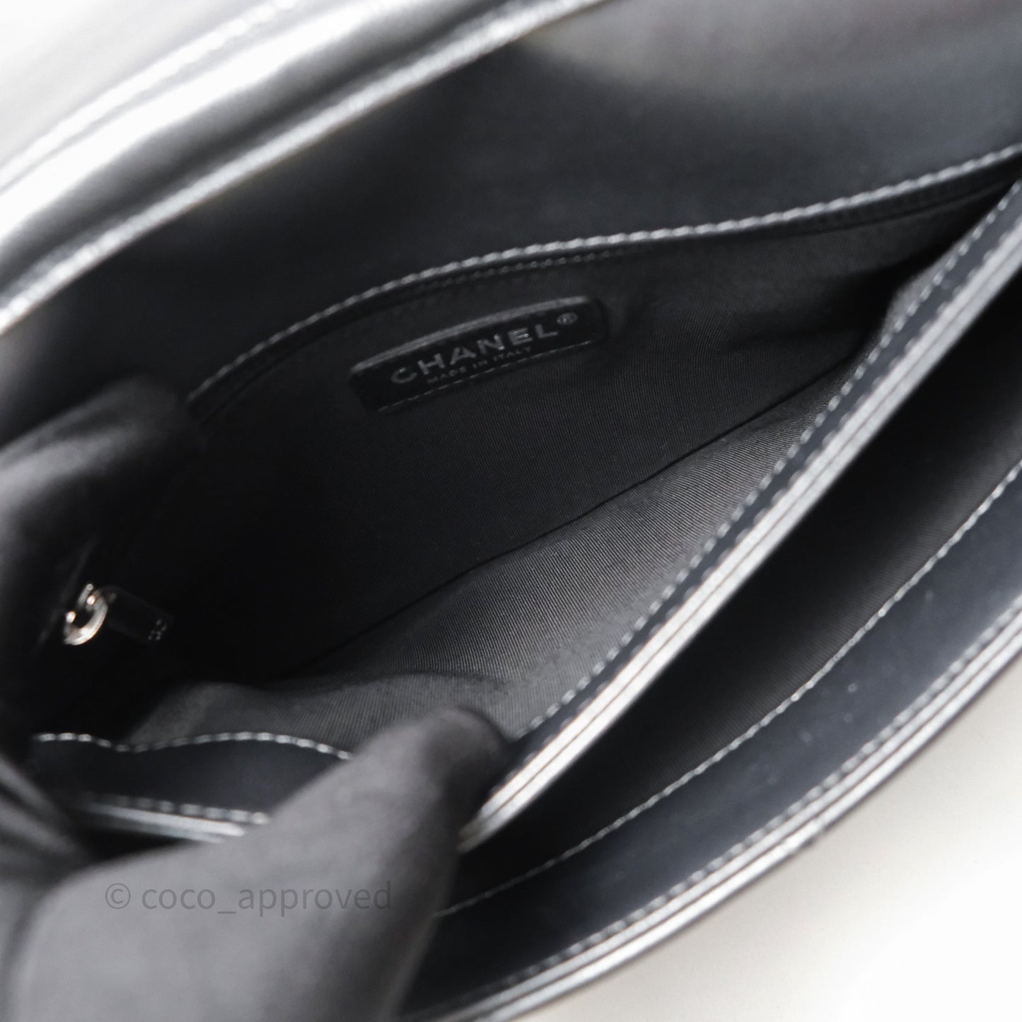 Chanel Clutch with Chain Metallic Dark Grey Silver Hardware