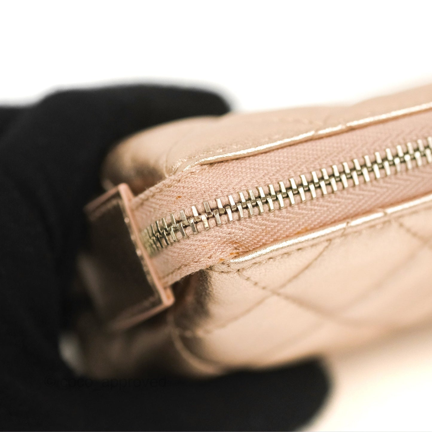 Chanel Toiletry Pouch Metallic Rose Gold Lambskin Silver Hardware