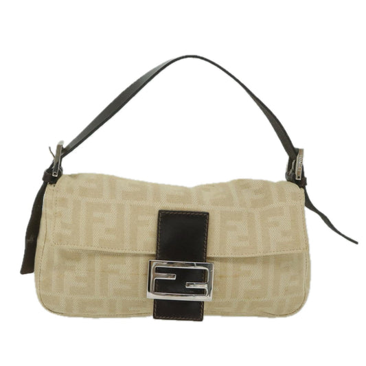 Luxury FendiZucca Canvas Mamma Baguette Shoulder Bag Canvas Leather Beige60498