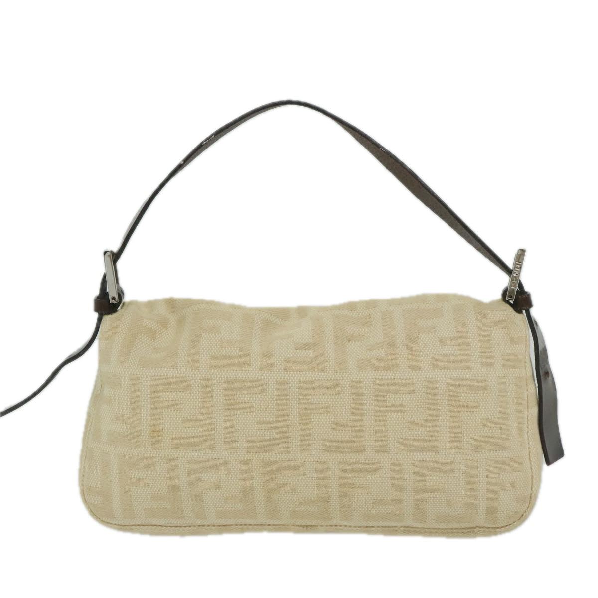 Luxury FendiZucca Canvas Mamma Baguette Shoulder Bag Canvas Leather Beige60498