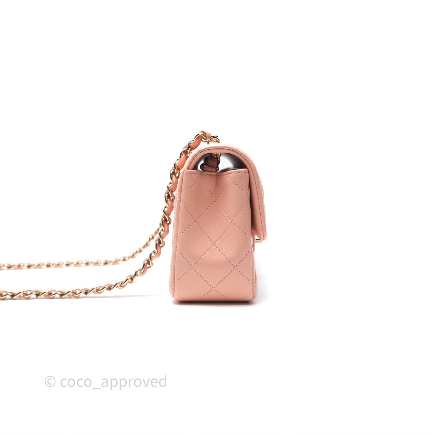 Chanel Quilted Mini Rectangular Flap Pink Lambskin Gold Hardware
