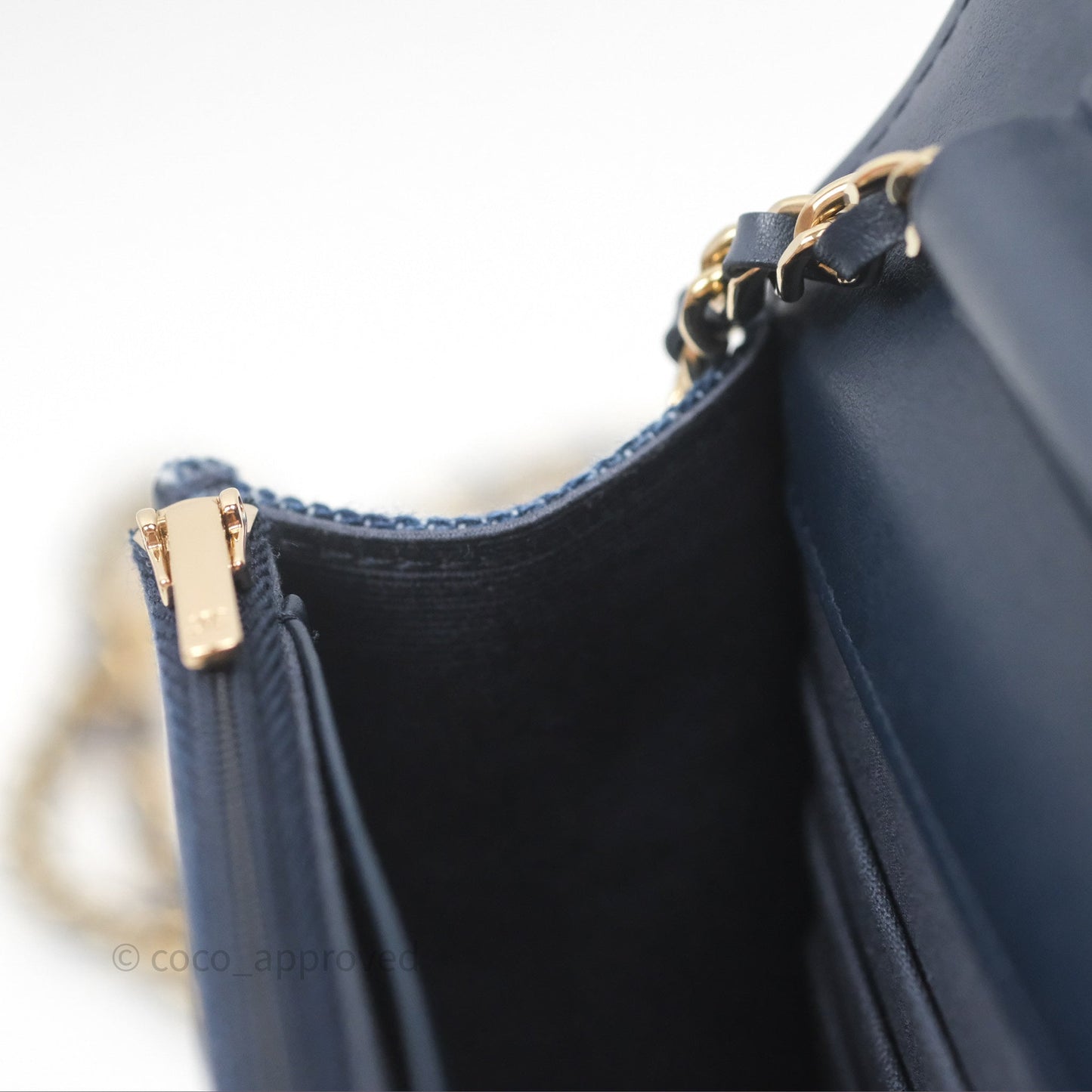 Chanel Quilted Classic Wallet on Chain WOC Denim Gold Hardware