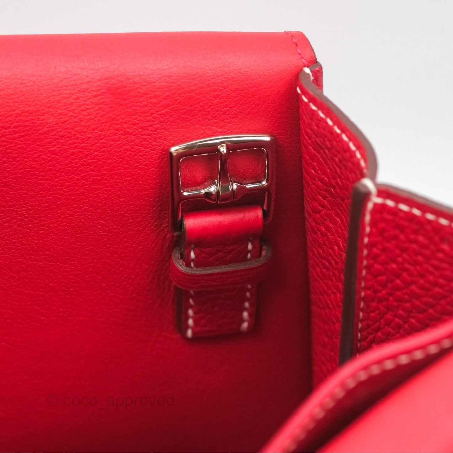 Hermès Halzan 31 Rouge Casque Clemence Palladium Hardware