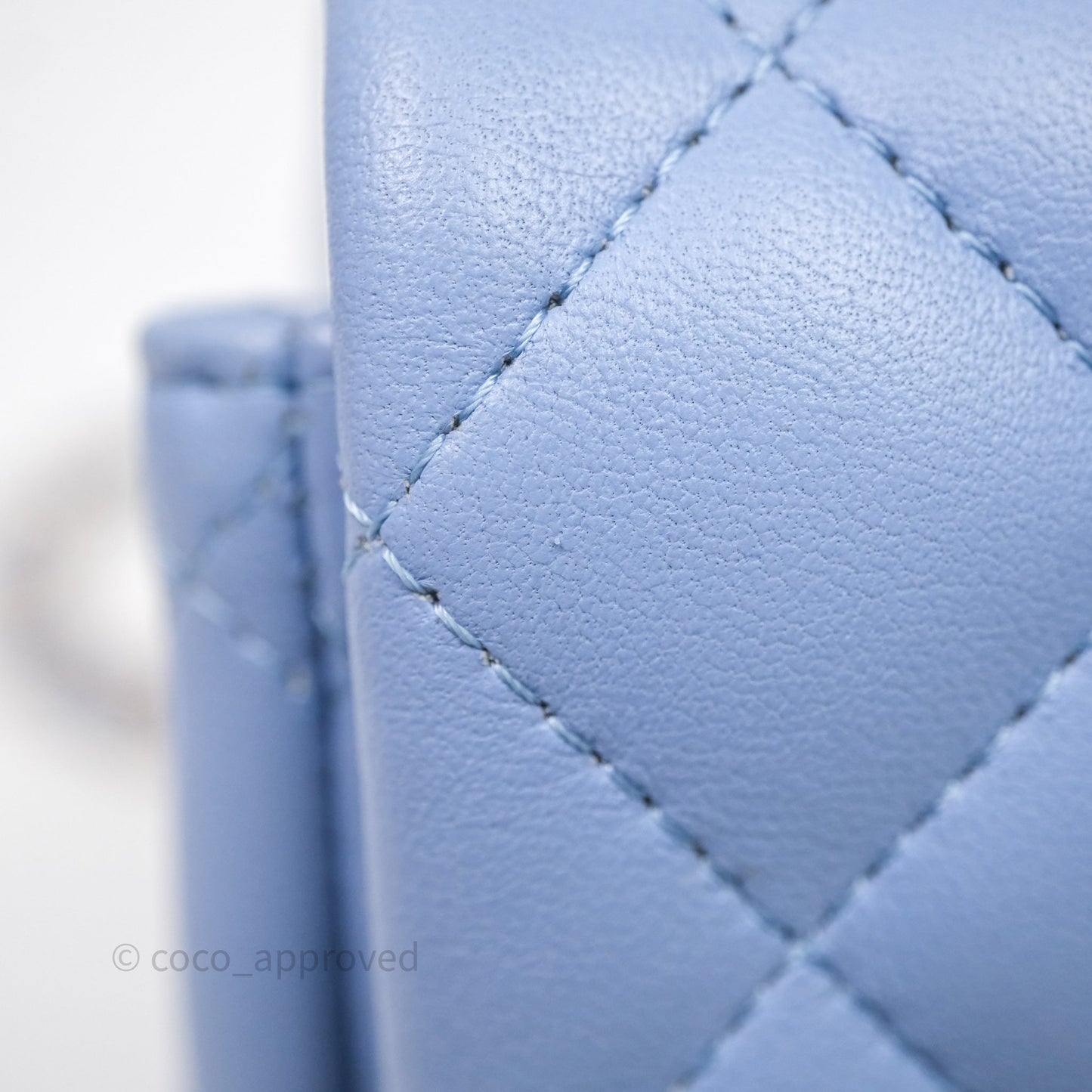 Chanel Mini Square Quilted Sky Blue Lambskin Gold Hardware