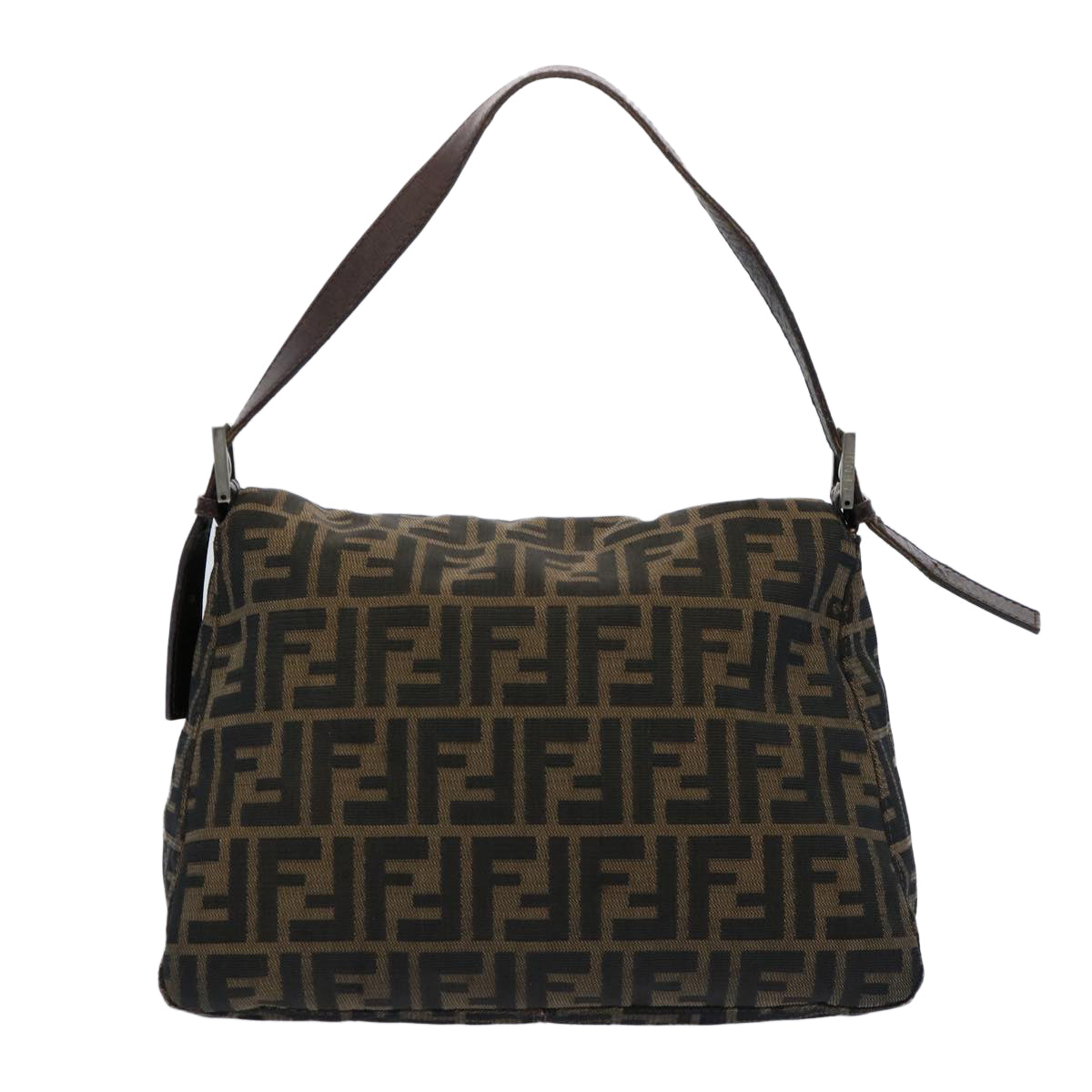 Luxury FendiZucca Canvas Mamma Baguette Shoulder Bag Black Brown60535