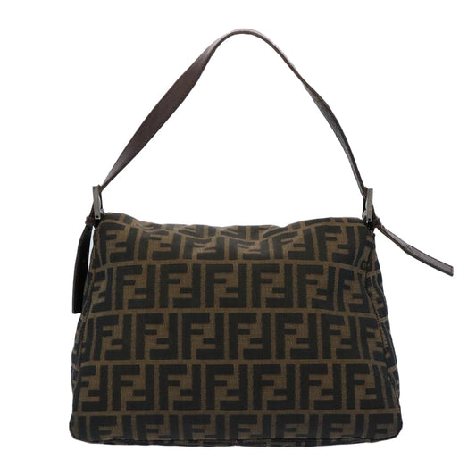 Luxury FendiZucca Canvas Mamma Baguette Shoulder Bag Black Brown60535