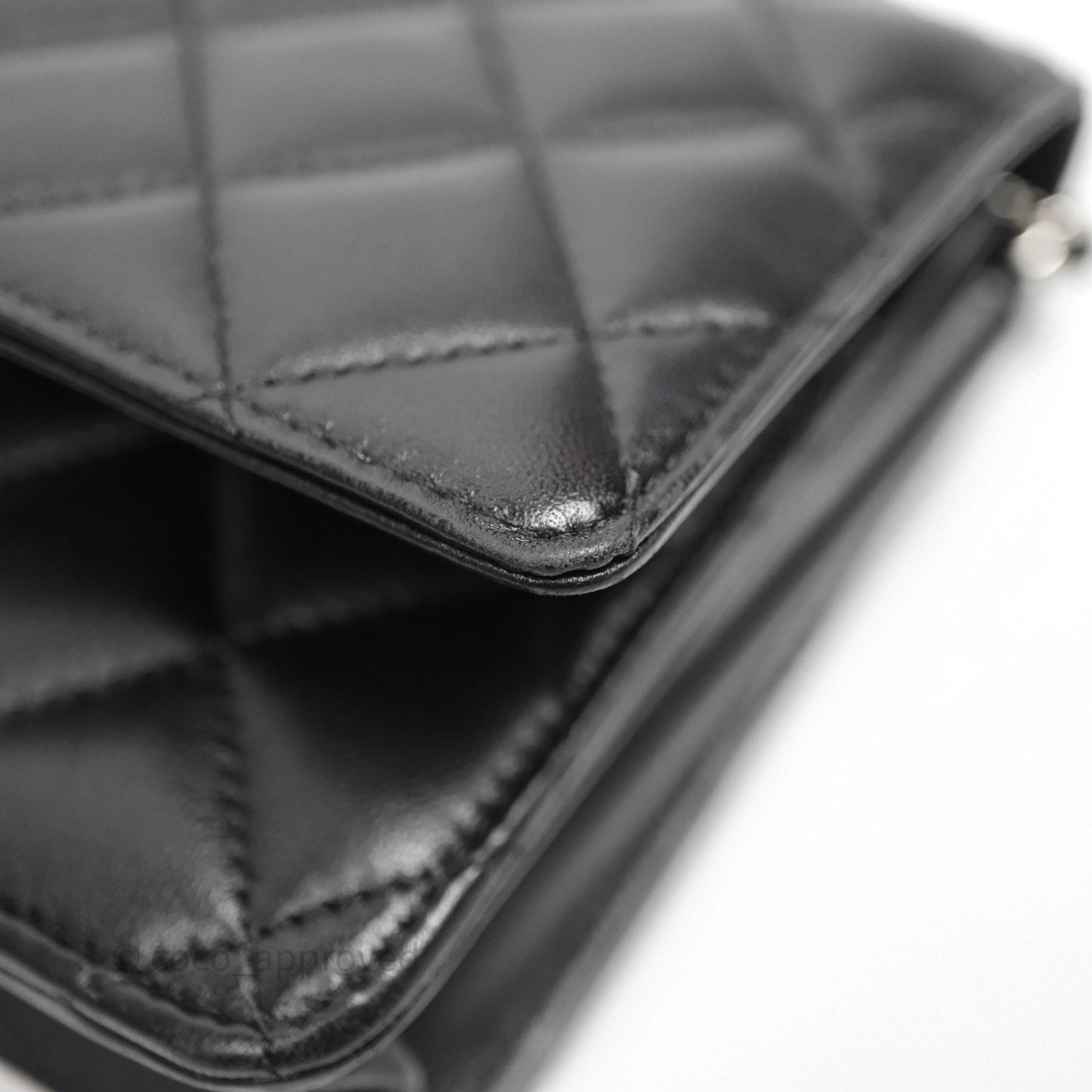 Chanel Quilted WOC Black Lambskin Silver Hardware