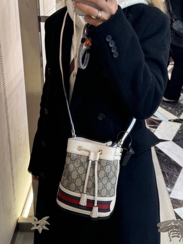 Luxury Gucci Trending 2025 Ophidia GG Small Bucket Bag Beige