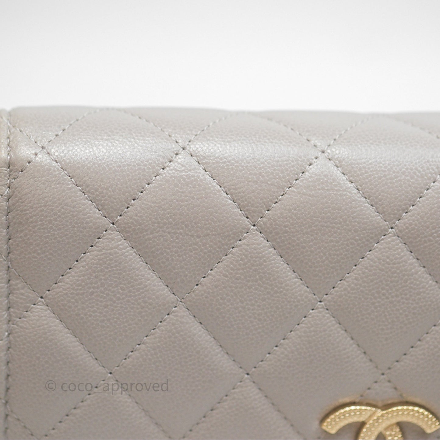 Chanel Classic Quilted Wallet on Chain WOC Grey Caviar Gold Hardware