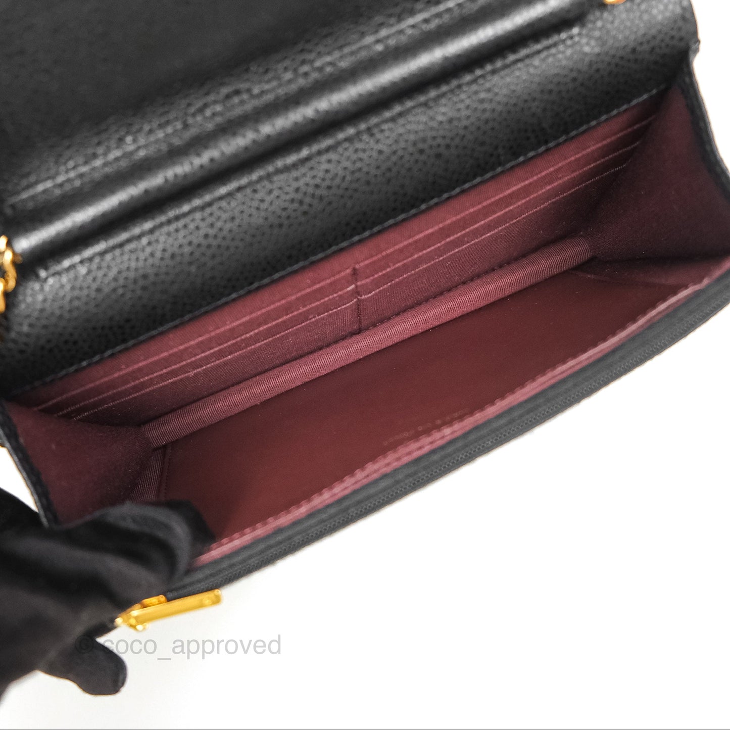 Chanel Classic Wallet On Chain WOC Quilted Black Caviar Gold Hardware