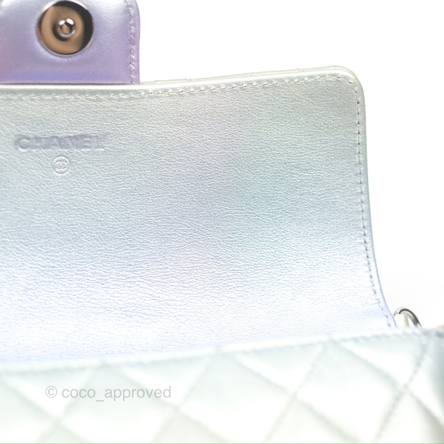 Chanel Quilted Case on Chain Iridescent Rainbow Calfskin