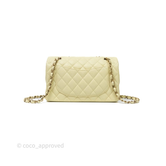 Chanel Small Classic Quilted Flap Yellow Caviar Gold Hardware
