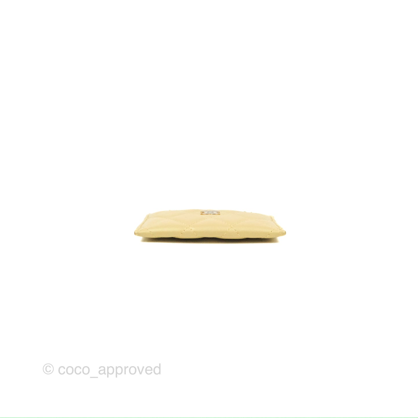 Chanel Classic Flat Card Holder Iridescent Yellow Lambskin Gold Hardware