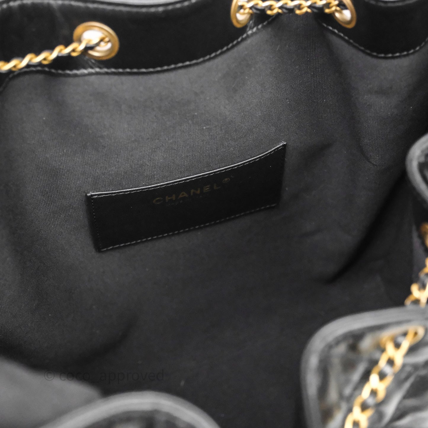 Chanel 25 Medium Black Crumpled Calfskin Aged Gold Hardware