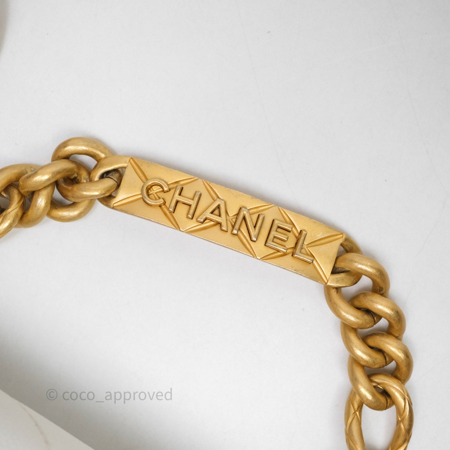 Chanel Bracelet On Chain Small Flap Bag White Caviar Aged Gold Hardware