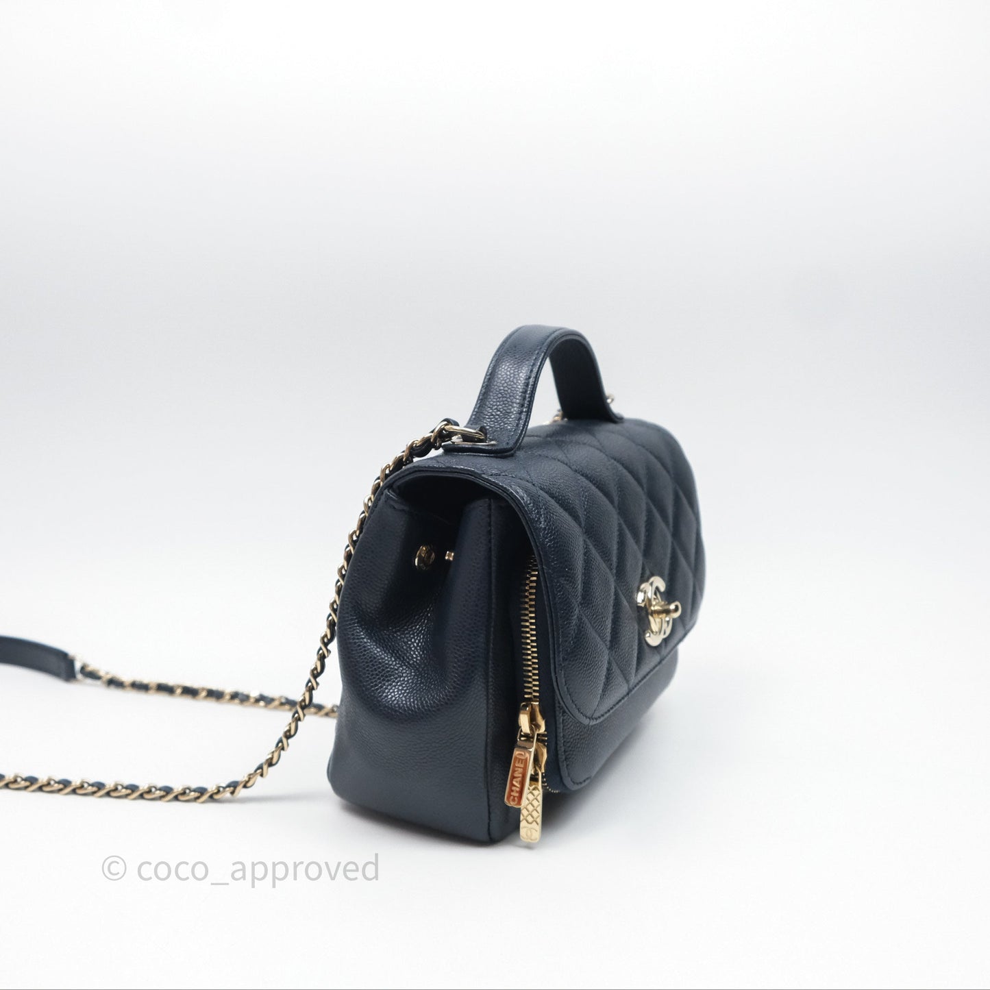 Chanel Quilted Small Business Affinity Flap Navy Caviar Gold Hardware