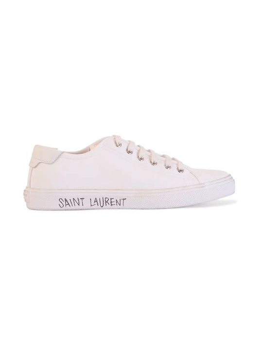 Luxury Saint Laurent Women's Malibu Canvas Low Top Sneakers White