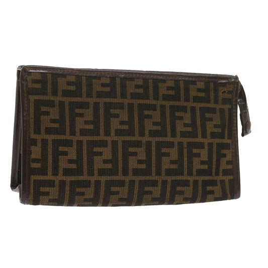 Luxury FendiZucca Canvas Clutch Bag Black Brown60602