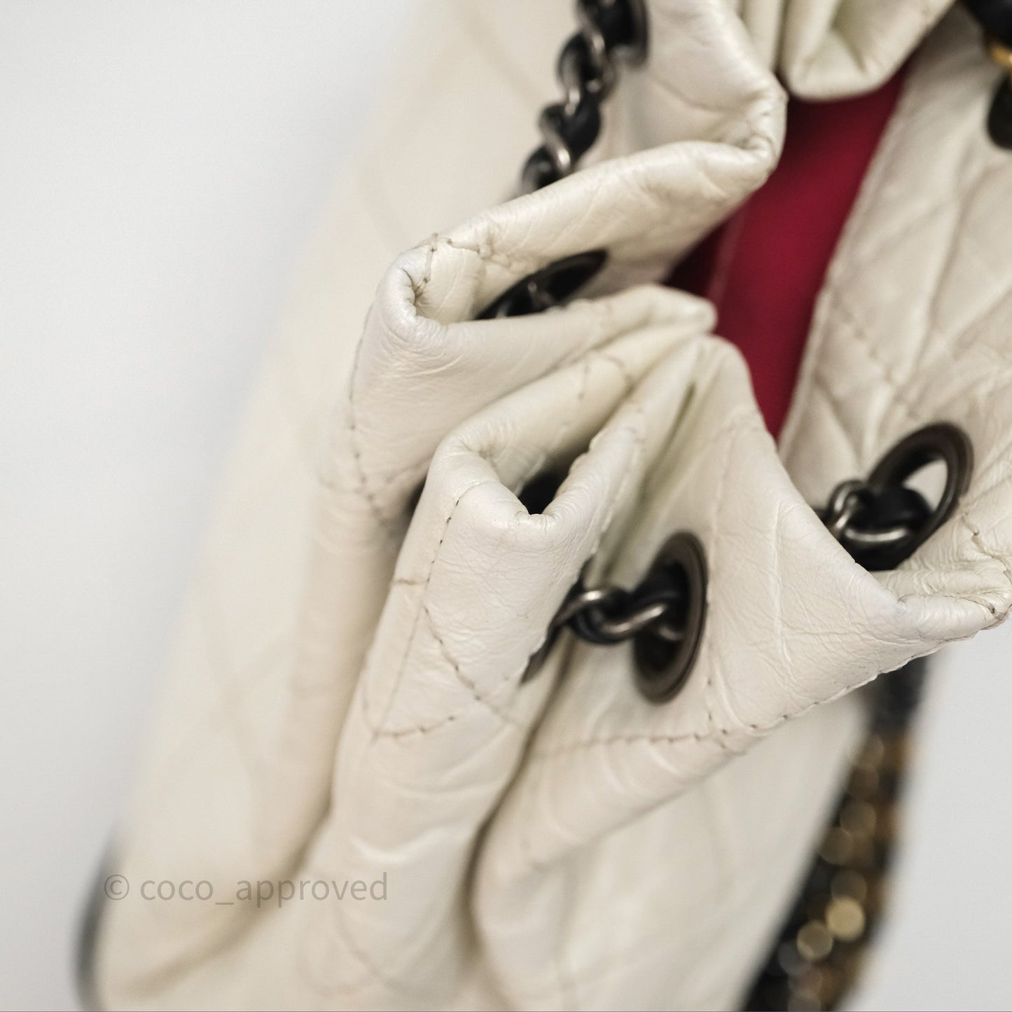 Chanel Small Gabrielle Backpack White Black Aged Calfskin