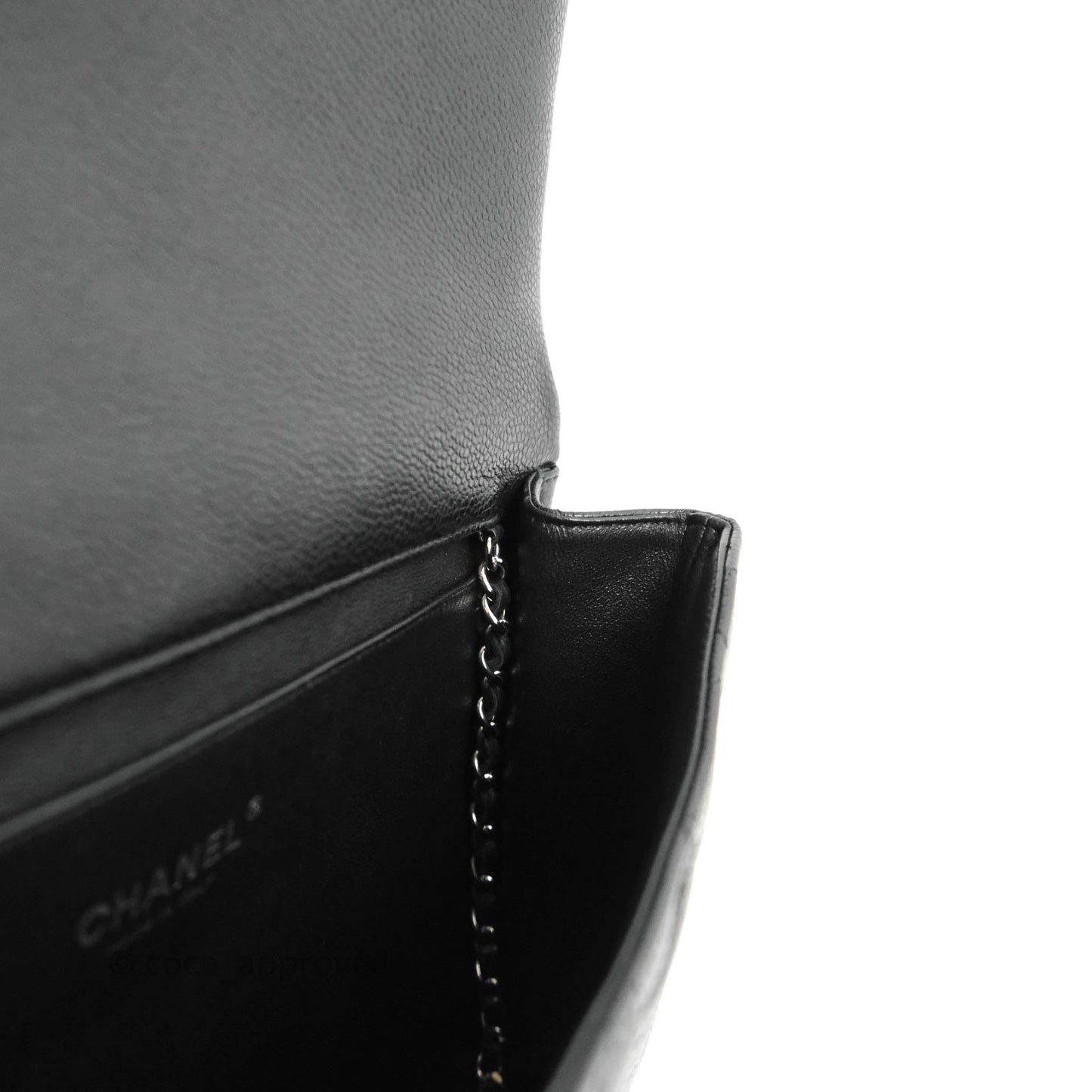 Chanel Quilted Clutch with Chain Caviar Black Silver Hardware