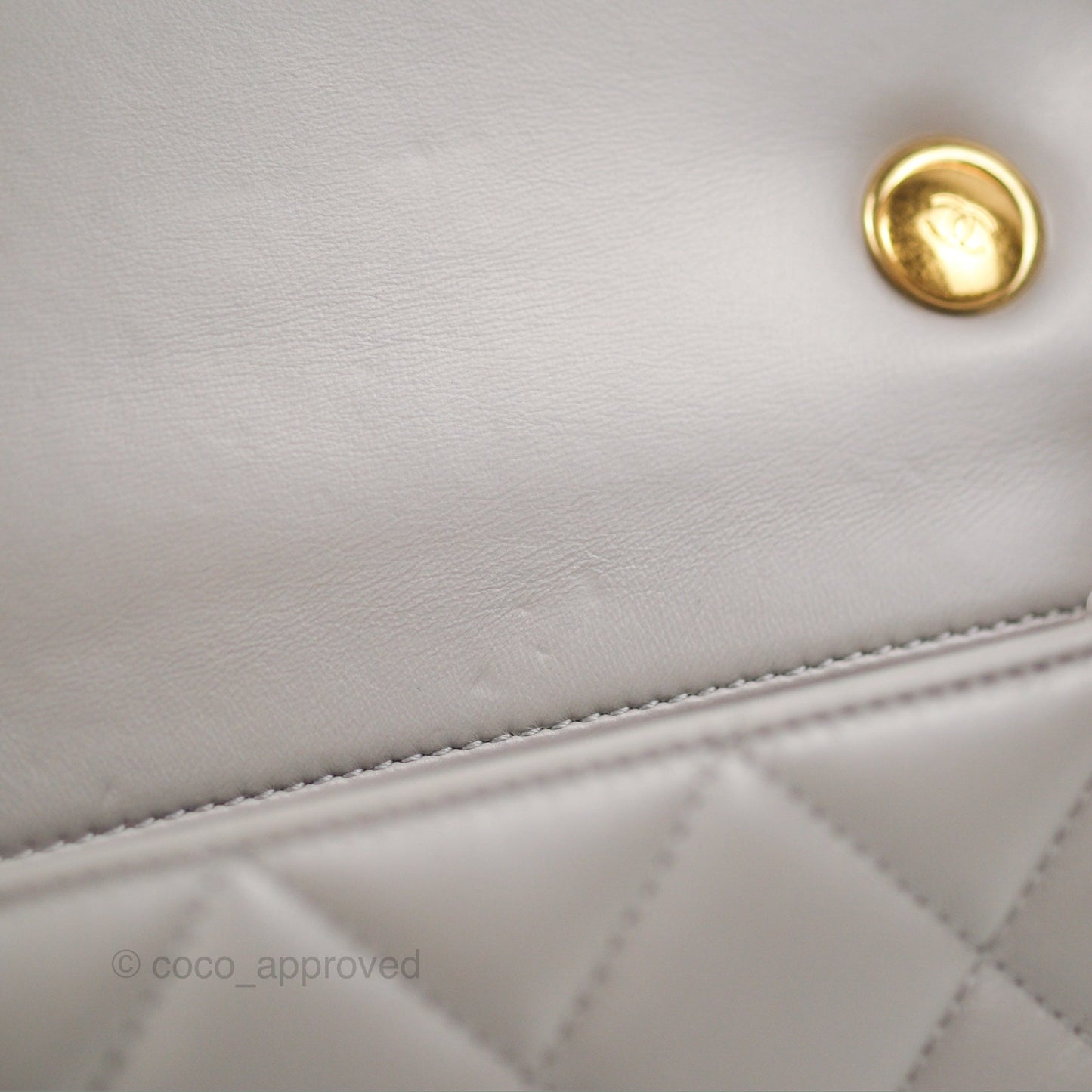 Chanel Flap Bag Grey Clair Lambskin Aged Gold Hardware 22B