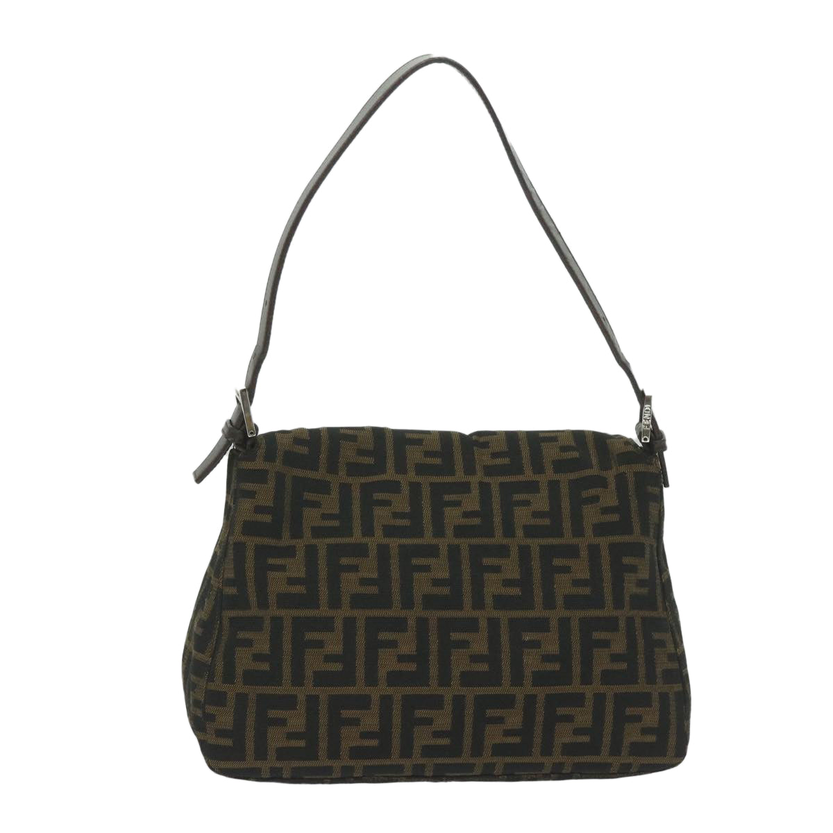 Luxury FendiZucca Canvas Mamma Baguette Shoulder Bag Black Brown60675