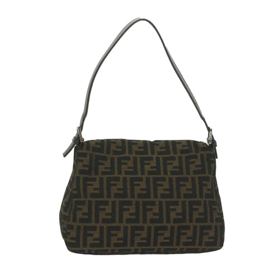 Luxury FendiZucca Canvas Mamma Baguette Shoulder Bag Black Brown60675