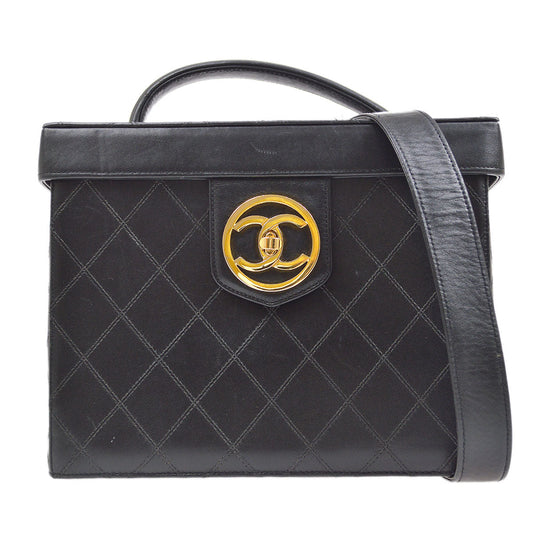 Luxury Chanel Black Calfskin 2way Shoulder Handbag