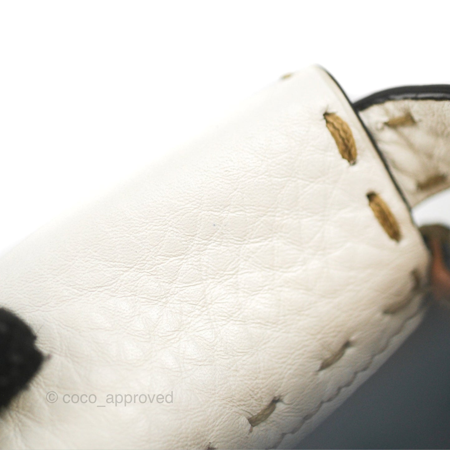 Fendi Mini Peekaboo Bag Contrast Stitch Off White/Navy Grained Leather Gold Hardware