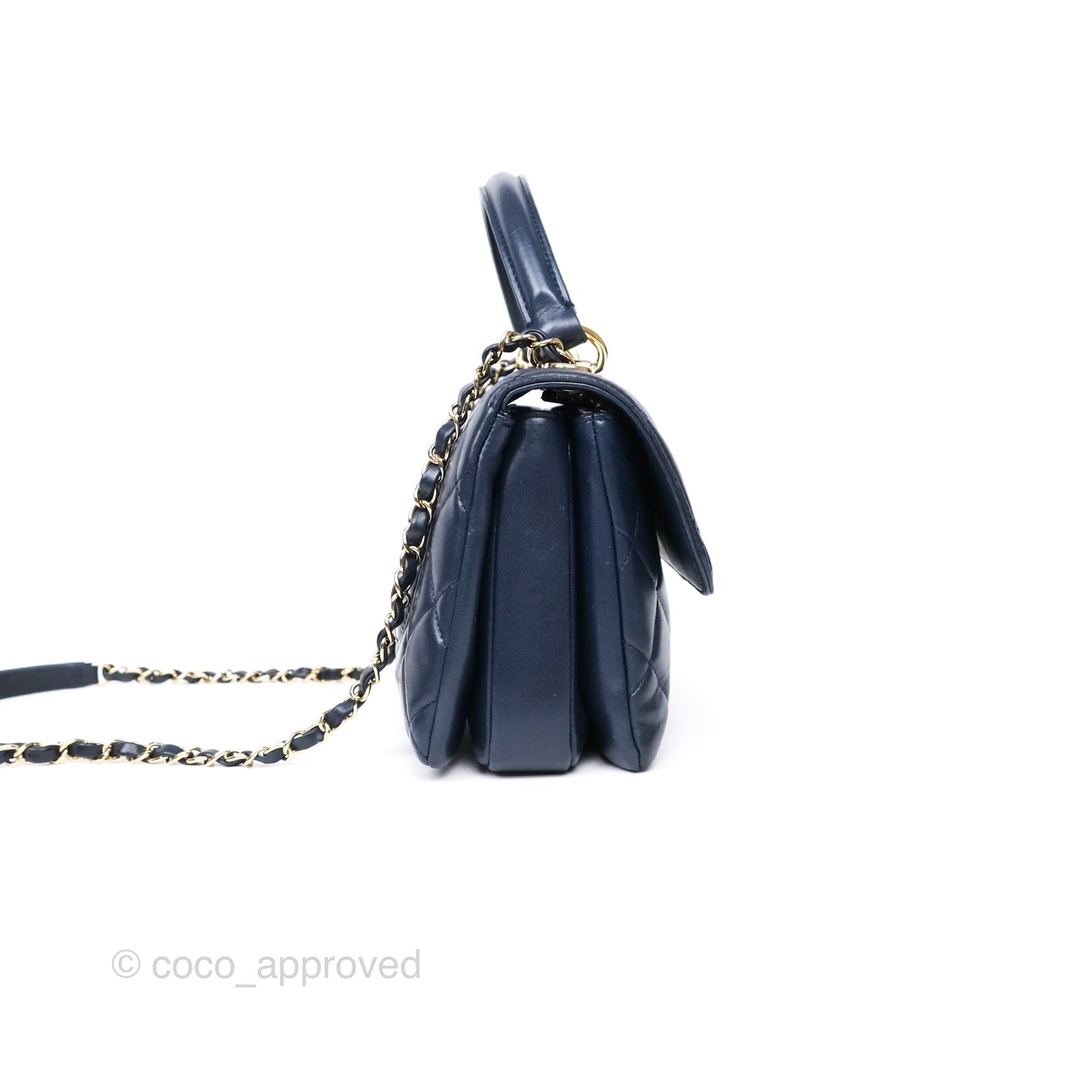 Chanel Small Trendy CC Navy Lambskin Gold Hardware