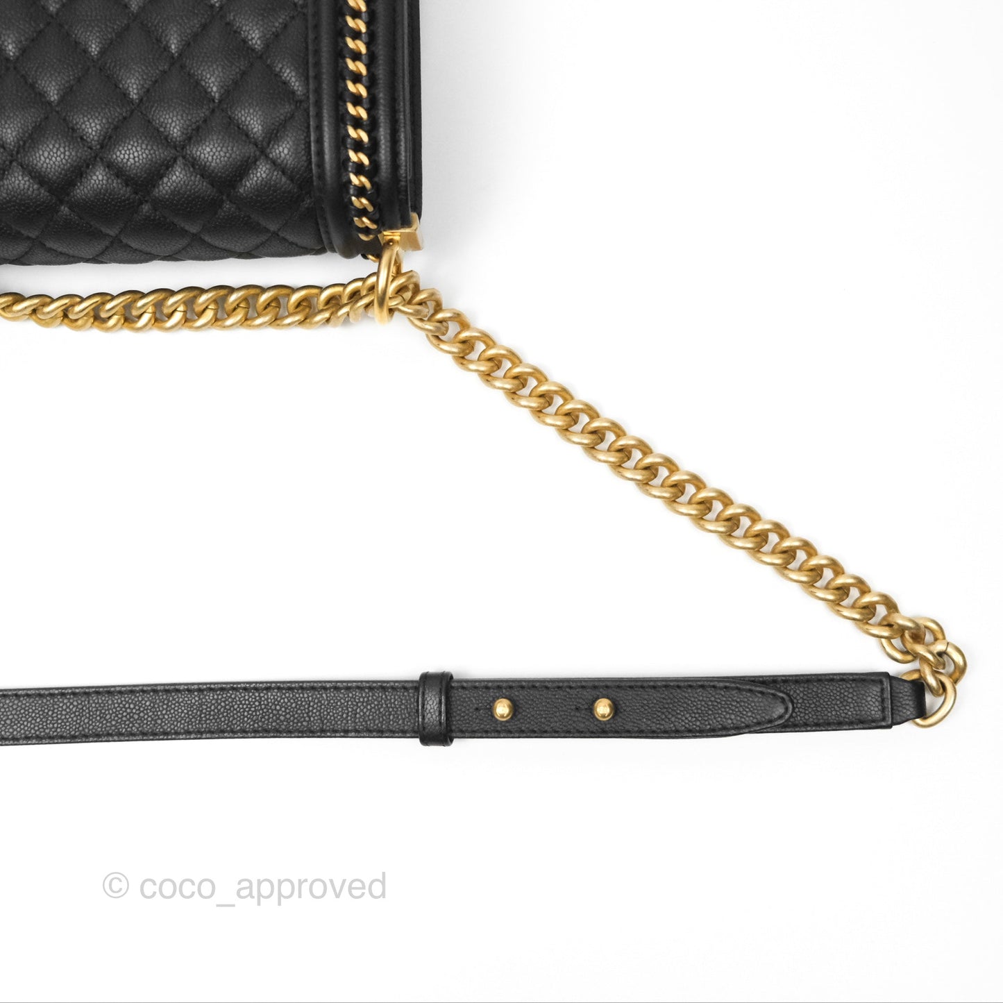 Chanel Small Chain Around Boy Quilted Black Caviar Aged Gold Hardware