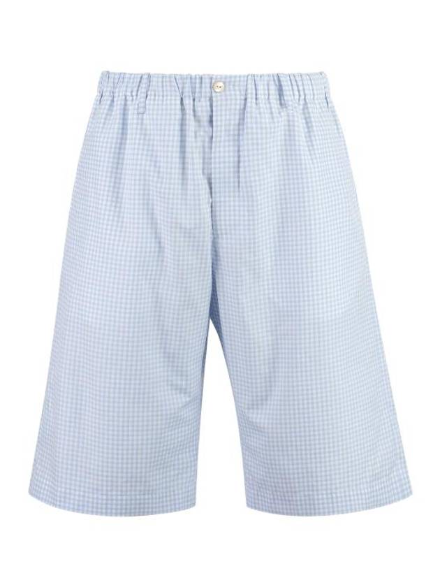 Luxury Gucci Trending 2025 Men's Bear Patch Embroidered Check Shorts Pants Blue