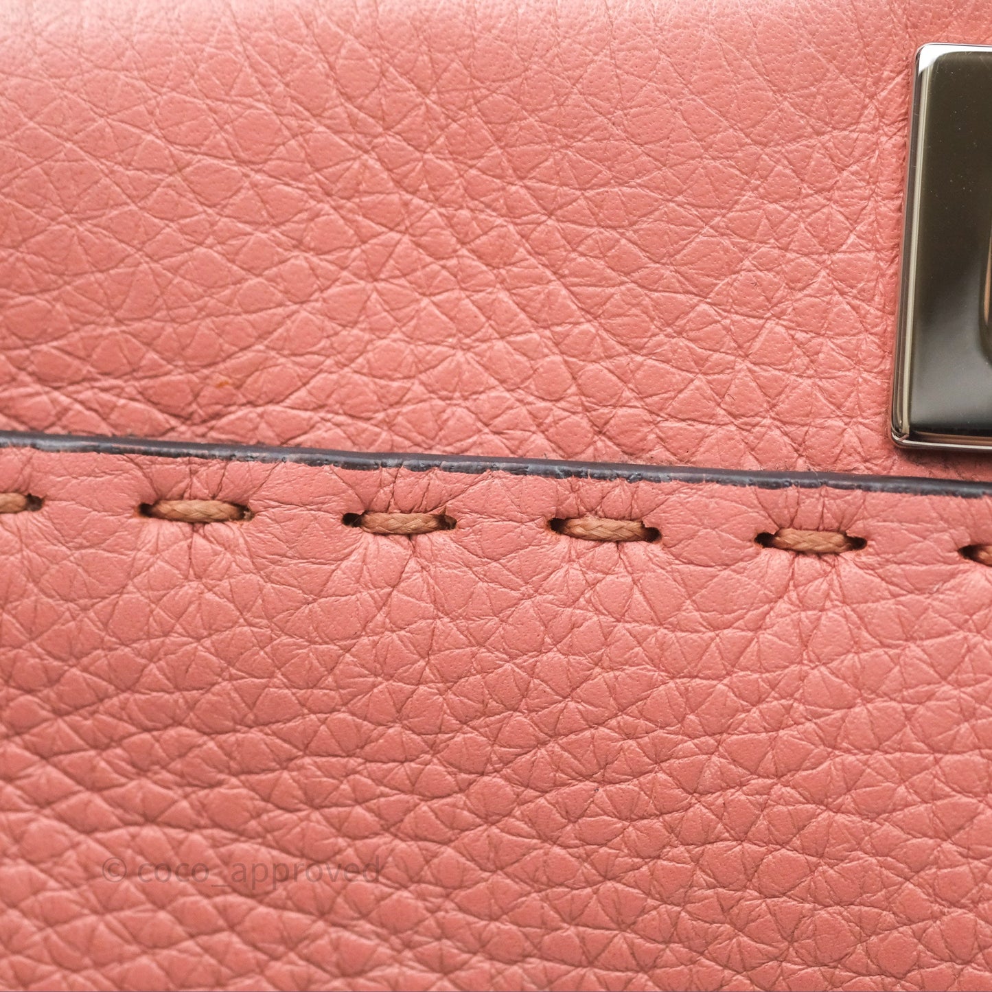 Fendi Mini Peekaboo Bag Pink Grained Leather/Python Silver Hardware with Defender