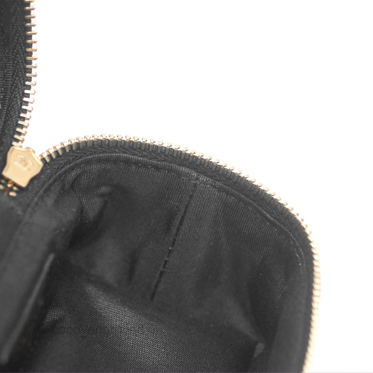 Chanel Quilted Mini Top Handle Vanity With Chain Black Caviar Aged Gold Hardware