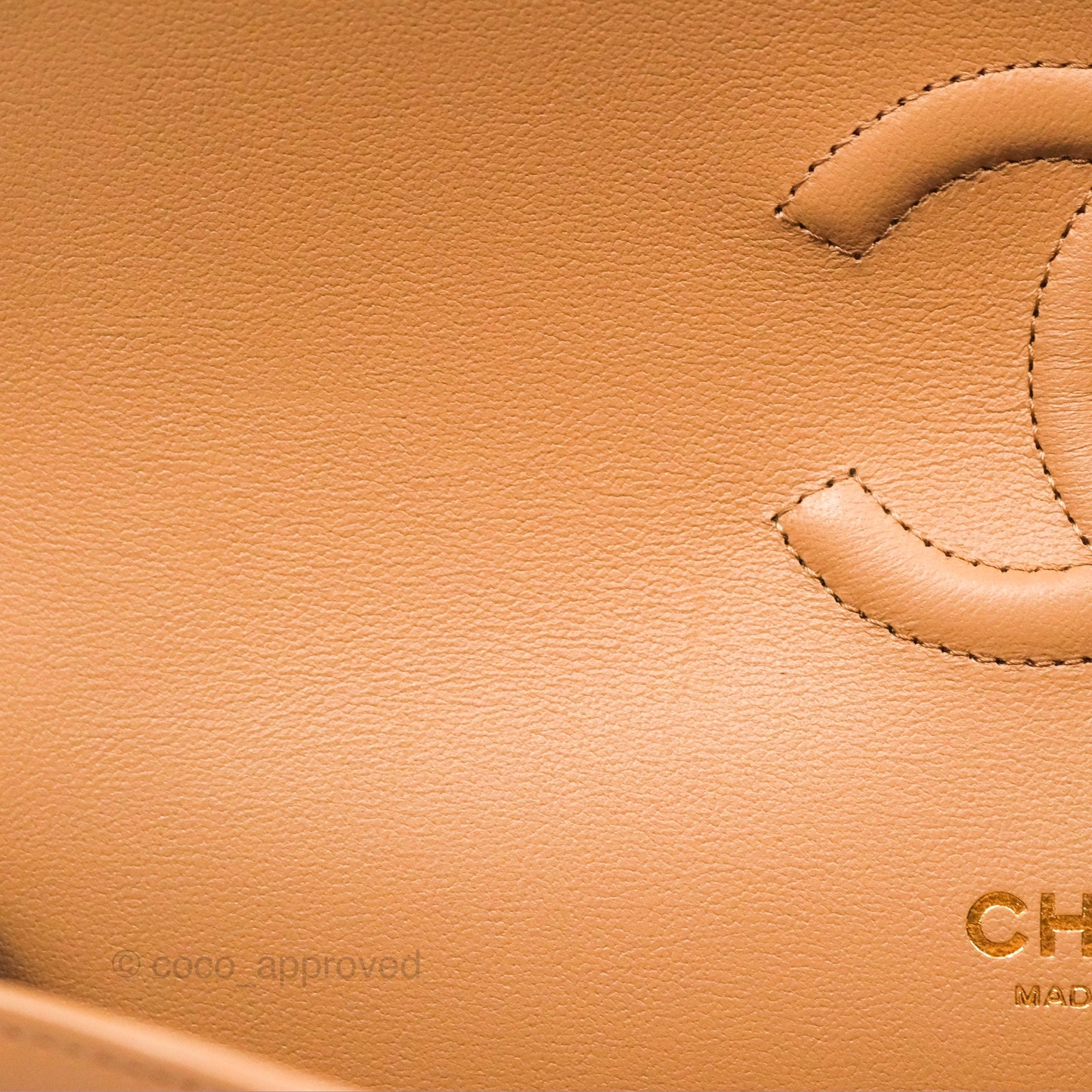 Chanel Classic M/L Medium Flap Quilted Dark Beige Lambskin Gold Hardware 22K