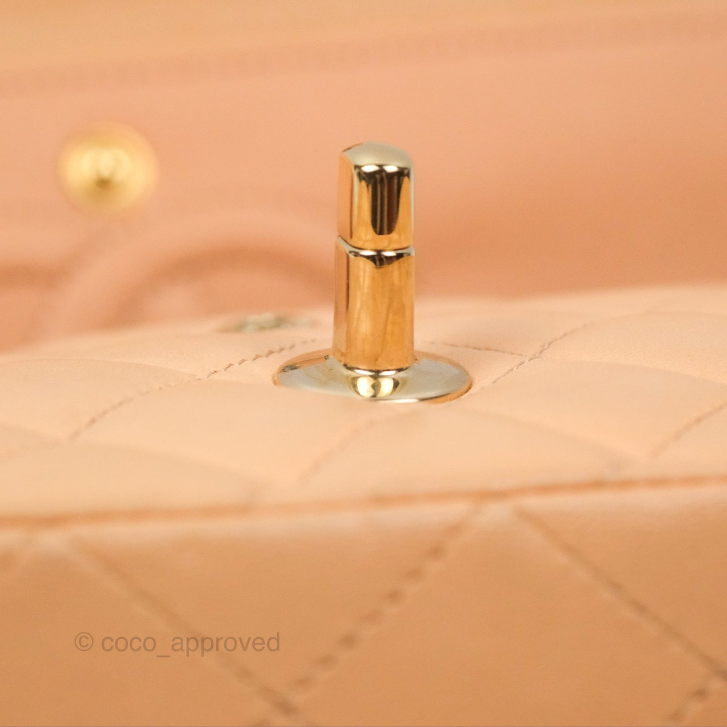 Chanel Classic M/L Medium Flap Quilted Beige Pink Lambskin Gold Hardware