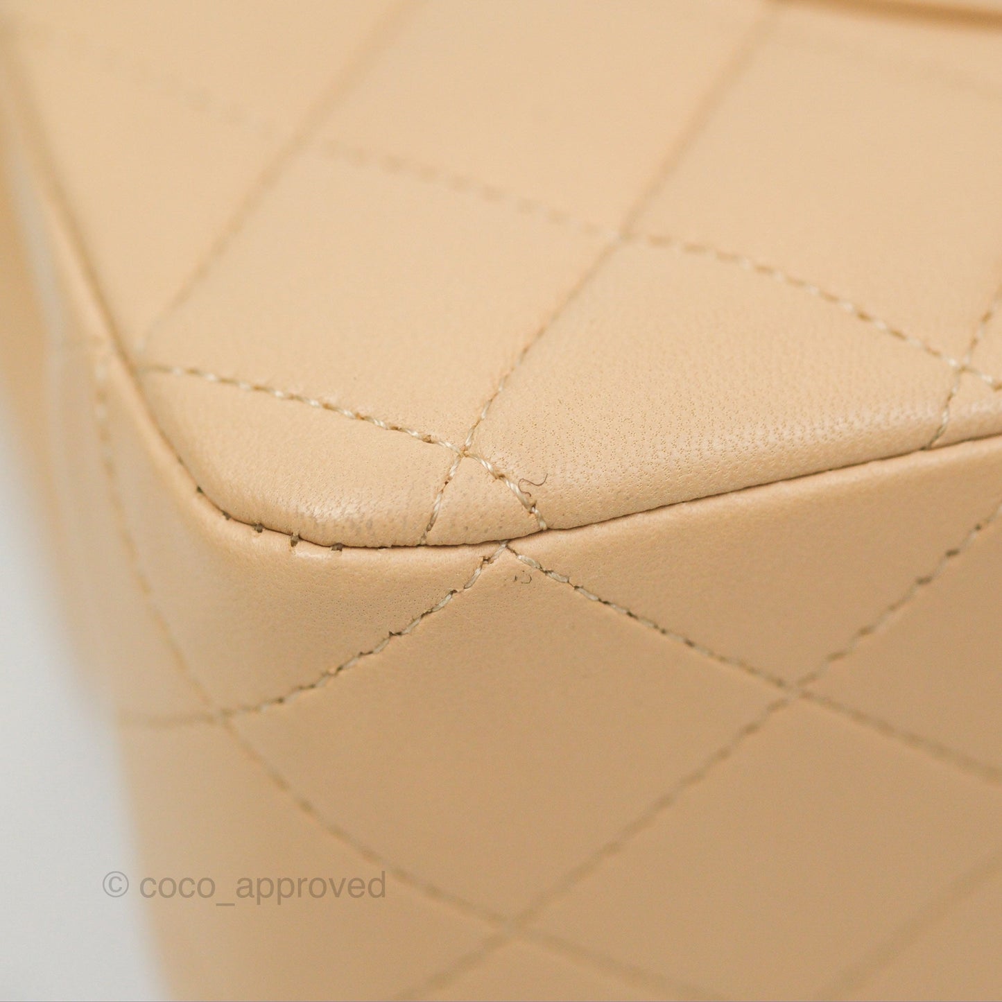 Chanel Classic M/L Medium Flap Quilted Beige Lambskin Silver Hardware