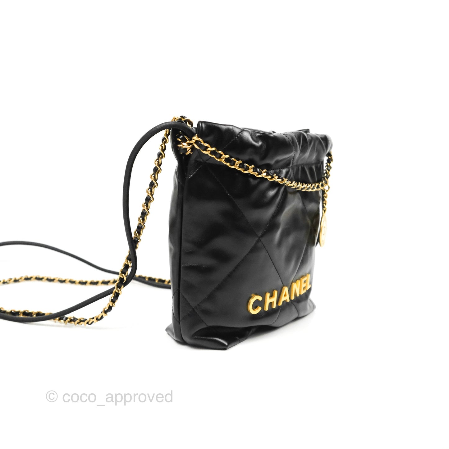 Chanel 22 Mini Bag Black Crumpled Calfskin