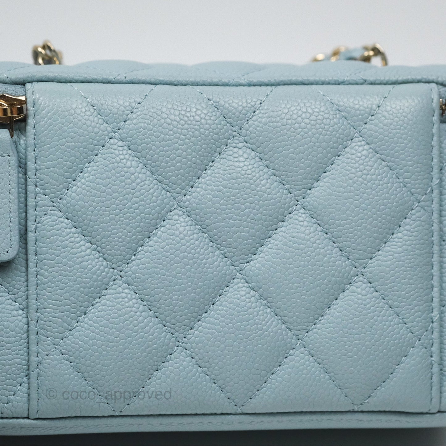 Chanel Vanity with CC Chain Light Blue Caviar Gold Hardware