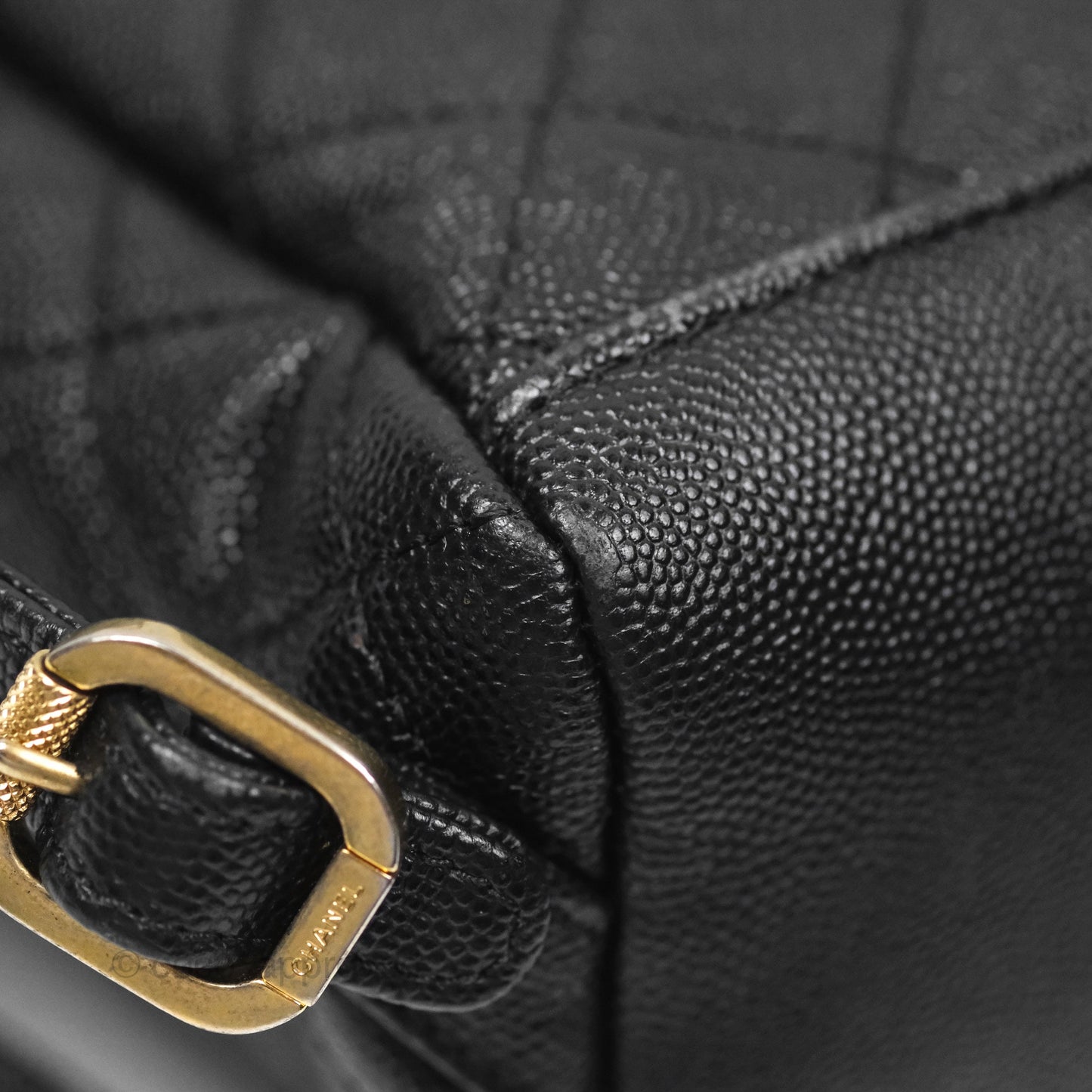 Chanel Small Quilted Filigree Backpack Black Caviar Aged Gold Hardware