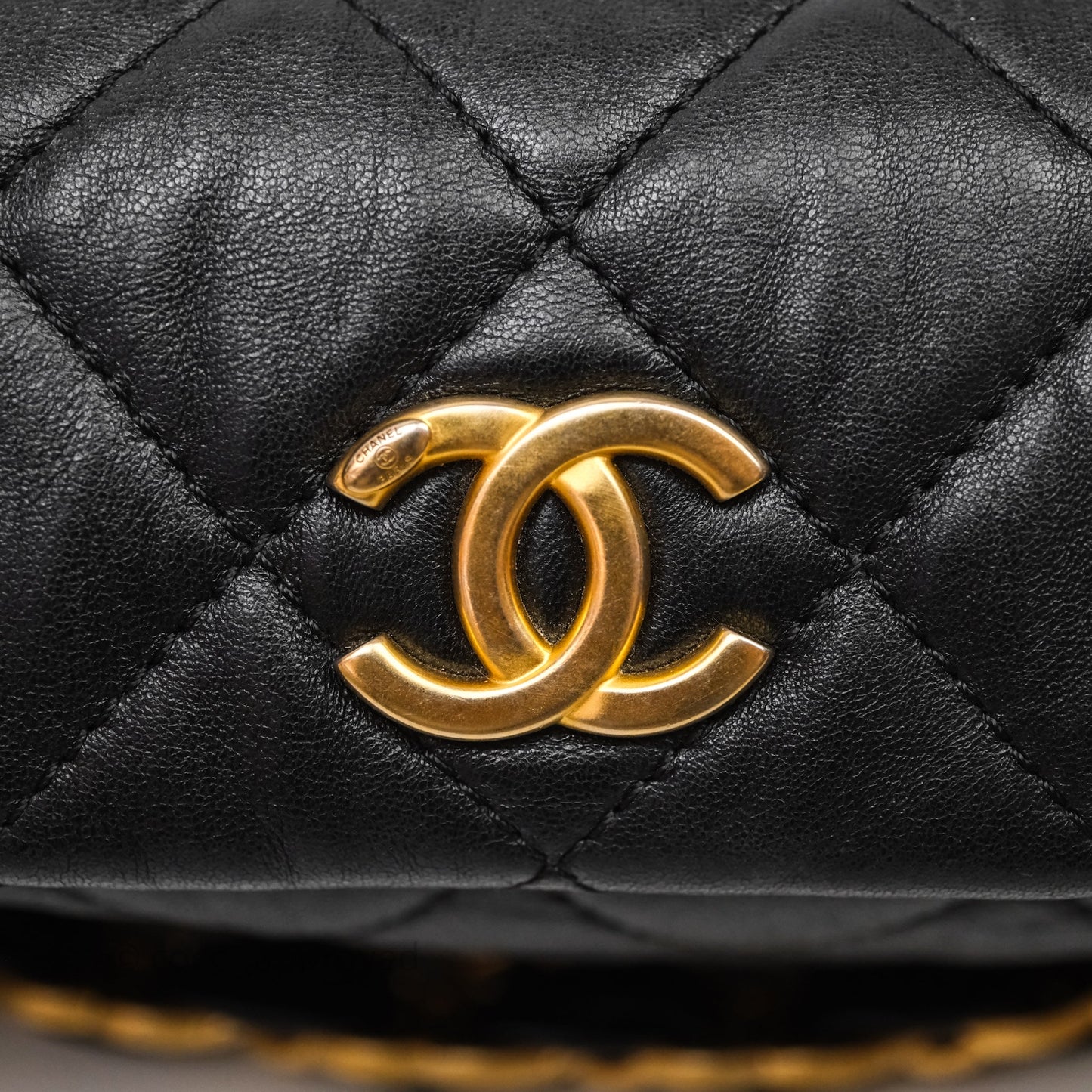 Chanel Small Hobo Bag Crumpled Black Lambskin Aged Gold Hardware