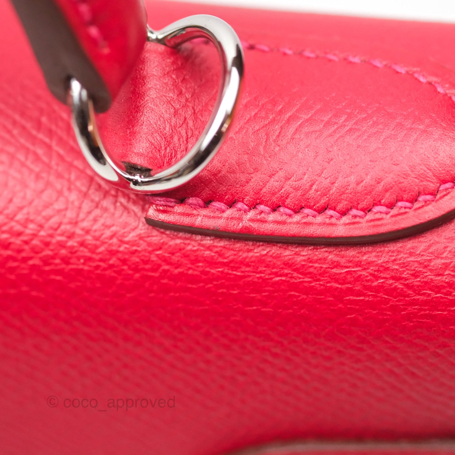 Hermès Kelly 32 Sellier Rouge Casaque Q5 Epsom Palladium Hardware