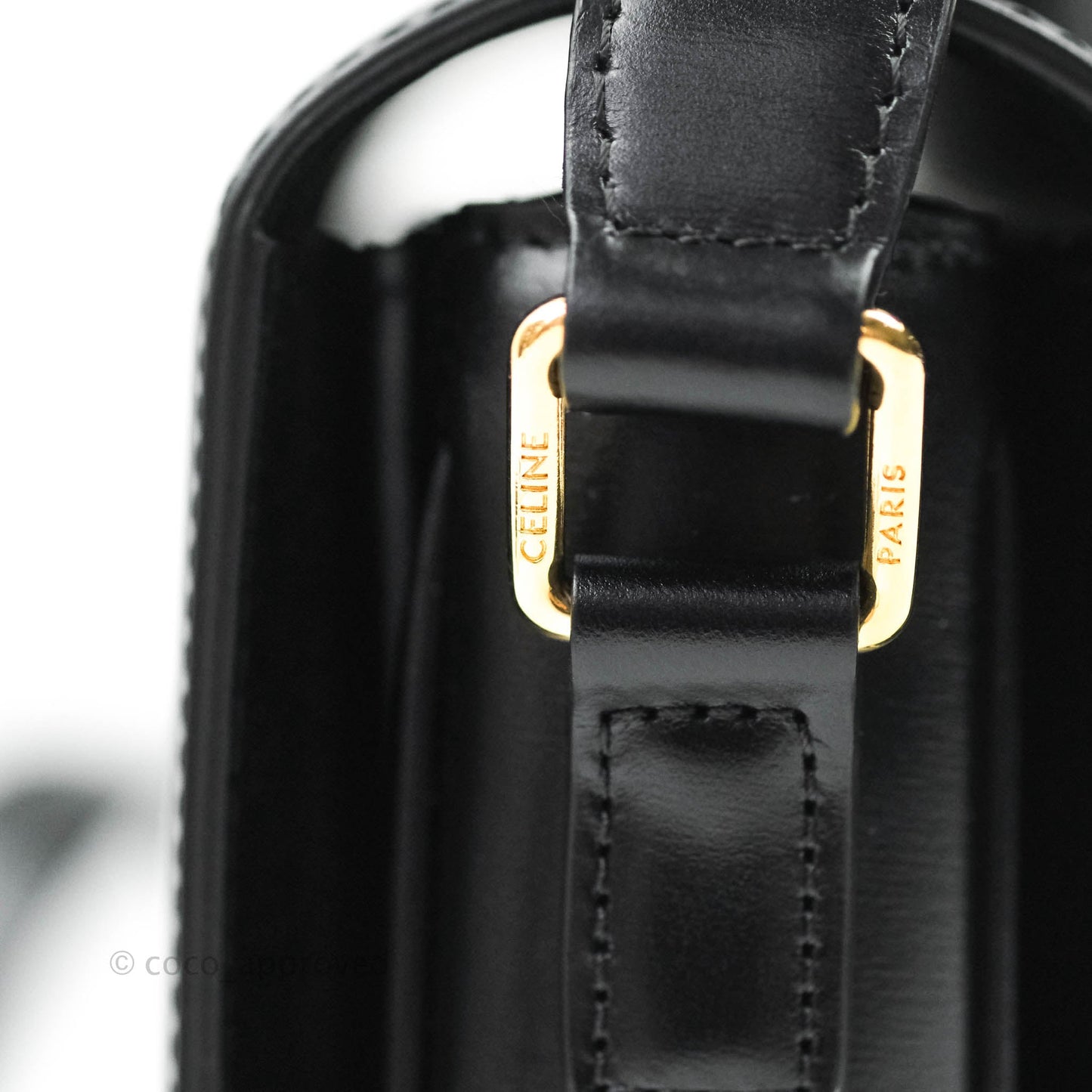 Celine Shiny Calfskin Medium Triomphe Black
