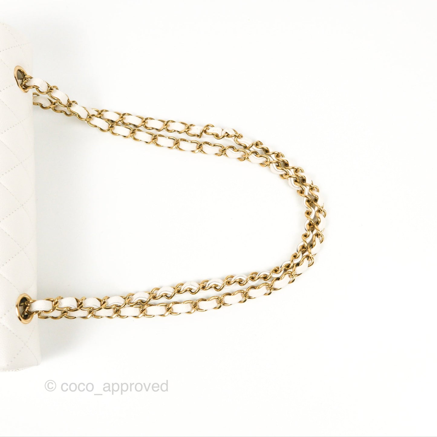 Chanel Classic M/L Medium Flap Quilted White Caviar Gold Hardware