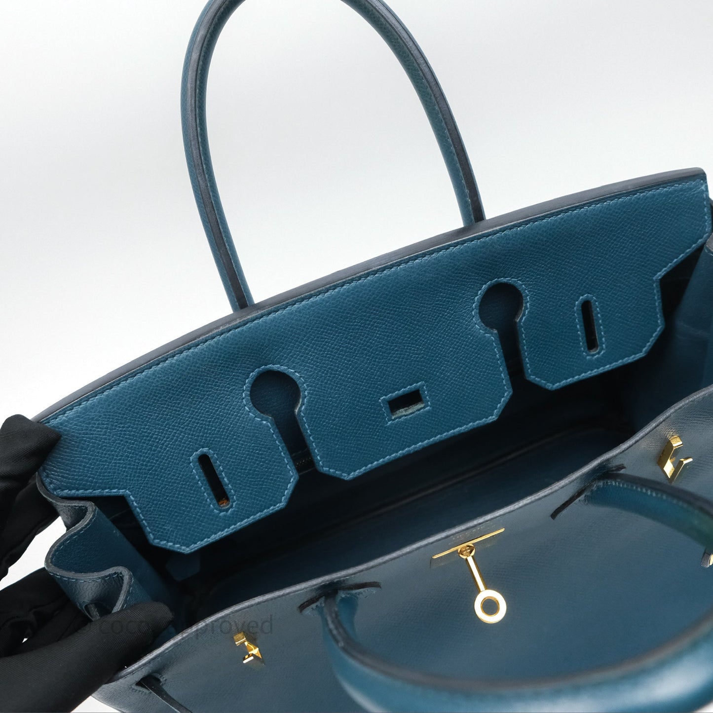 Hermès Birkin 30 Retourne Bleu de Prusse 7P Epsom Gold Hardware